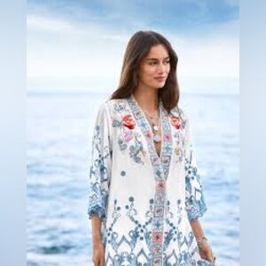 Johnny Was Floral-Embroidered Georgette Marcia Kimono